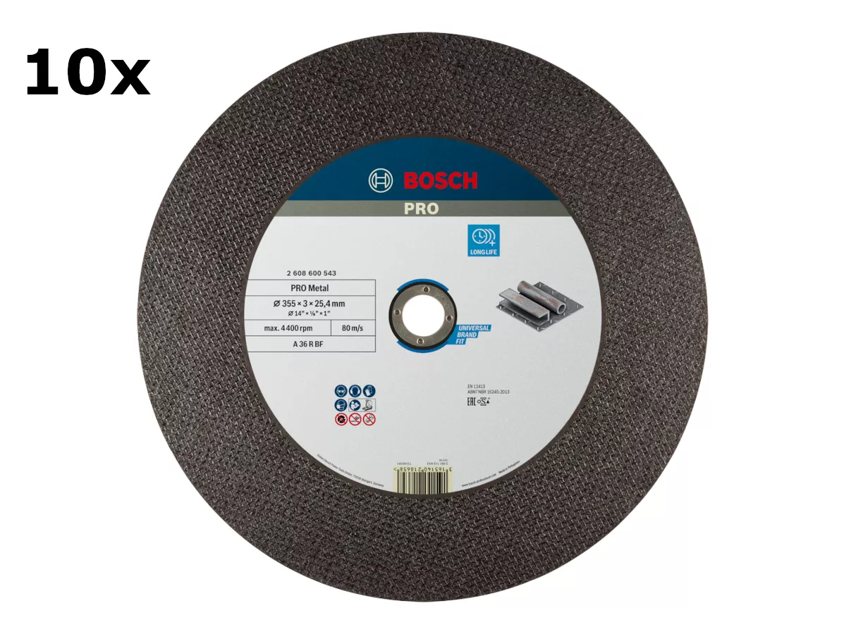 10x disques PRO Metal 355x3x25,4mm BOSCH
